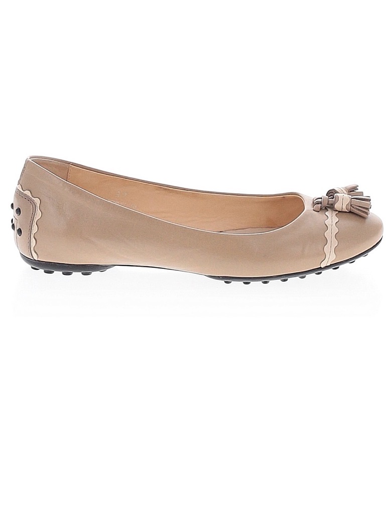 Tod's Nude Beige Tassel Leather Ballet Flat